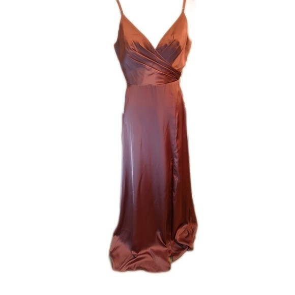 Azazie Dahlilah Stretch Satin Dress In Amethyst (Dusty Rose) Nwt Custom (M)